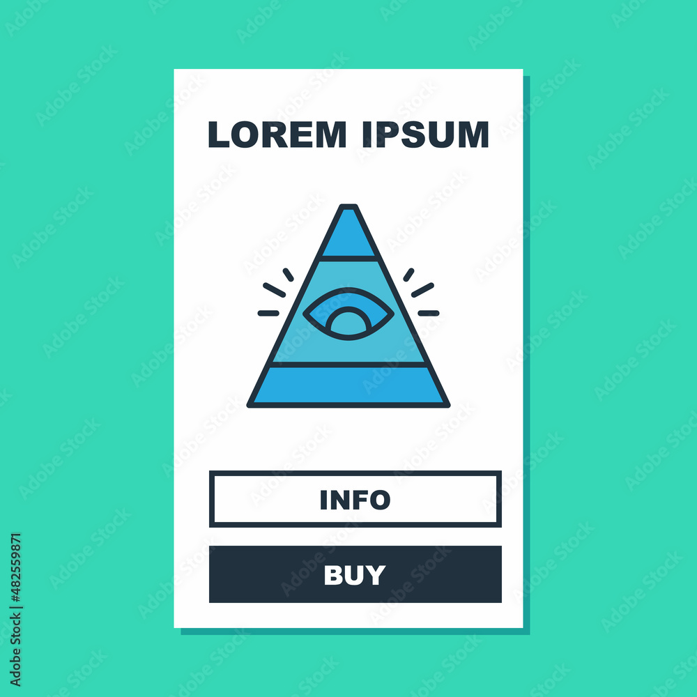Filled outline Masons symbol All-seeing eye of God icon isolated on turquoise background. The eye of Providence in the triangle. Vector Filled outline Masons symbol All-seeing eye of God icon isolated on turquoise background. The eye of Providence in the triangle. Vector