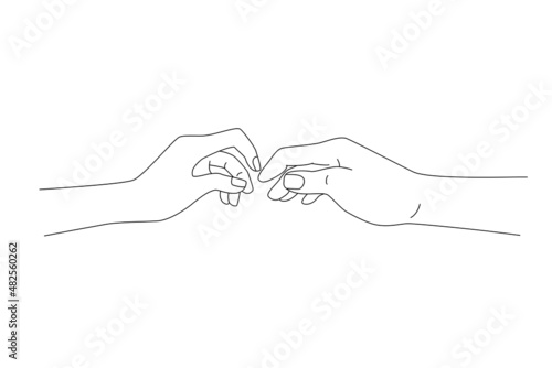 Couple hands line drawing. Tender gesture