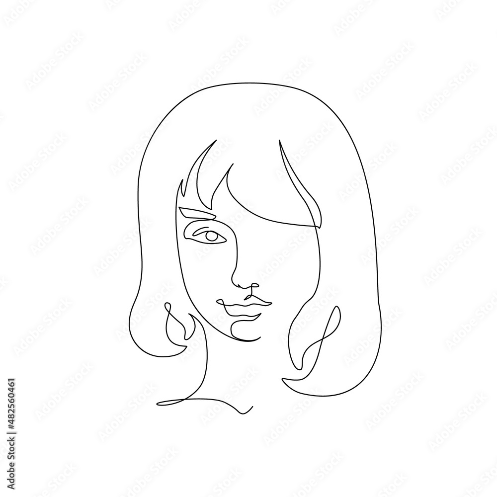Cancer woman astrological sign. Beautiful girl in line art style