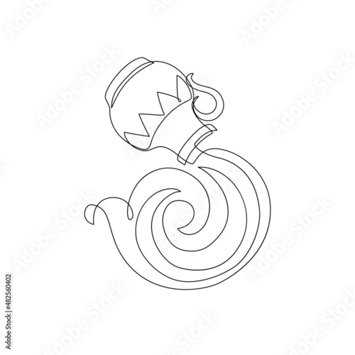 Astrological Aquarius zodiac sign one line drawing.