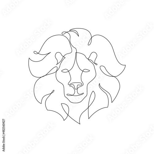 Astrological Leo zodiac sign one line drawing