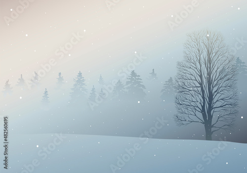 Hand drawn fir tree forest sketch design. Winter holiday backgrounds. Vector illustration 