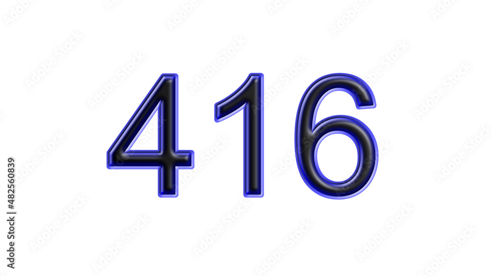 blue 416 number 3d effect white background blue 416 number 3d effect white background