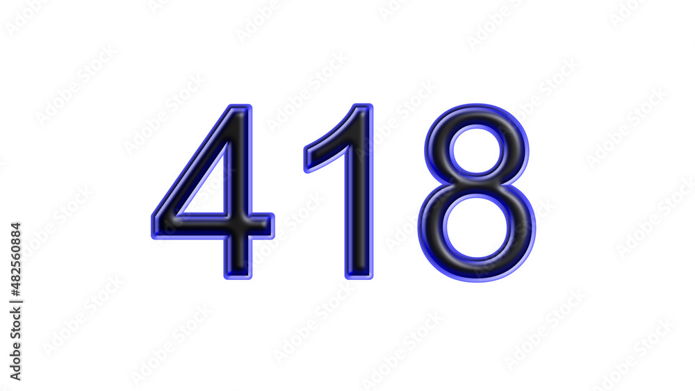 blue 418 number 3d effect white background blue 418 number 3d effect white background