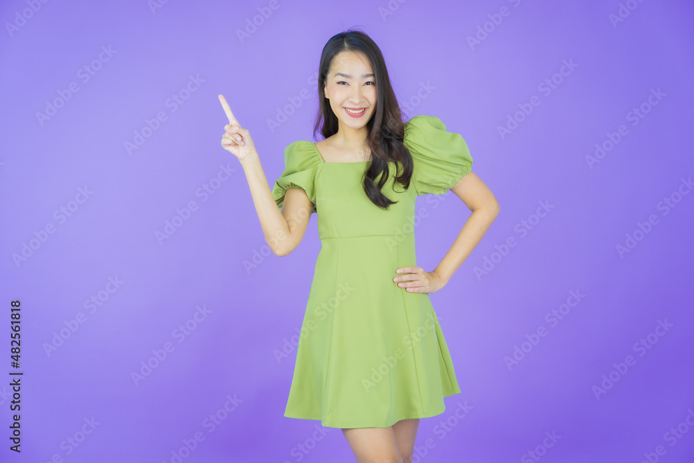 Portrait beautiful young asian woman smile with action Portrait beautiful young asian woman smile with action