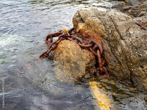 Rusty attributes of the marine life of the Mediterranean in Montenegro in the towns on the coast.