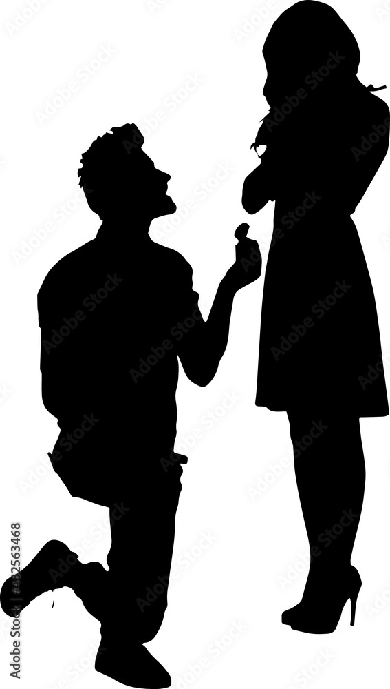 Couple Engaged Silhouettes SVG Marriage Proposal EPS PNG