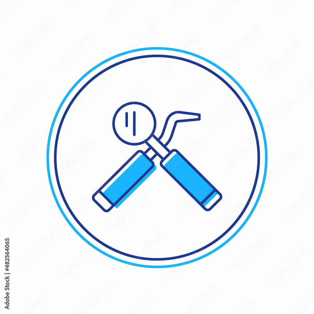Filled outline Dental inspection mirror and probe icon isolated on white background. Explorer scaler. Tool dental checkup. Vector Filled outline Dental inspection mirror and probe icon isolated on white background. Explorer scaler. Tool dental checkup. Vector