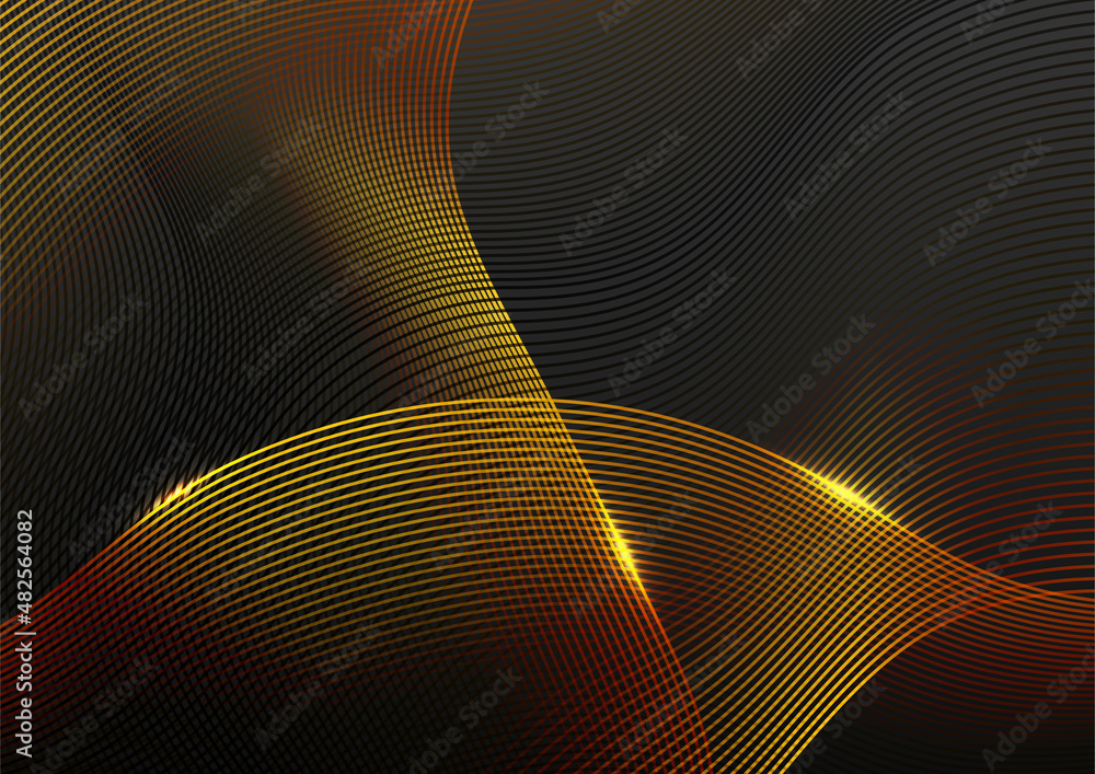 Abstract black and gold lines background with light effect Abstract black and gold lines background with light effect