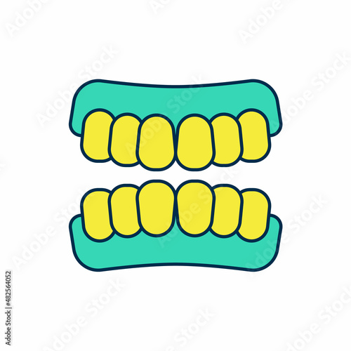 Filled outline Dentures model icon isolated on white background. Teeth of the upper jaw. Dental concept. Vector