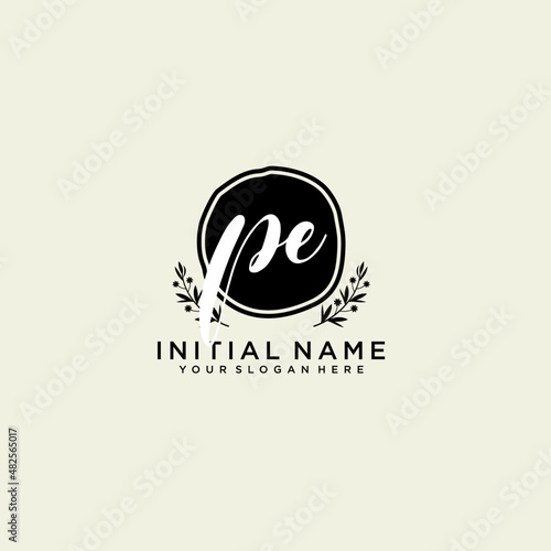 PE monogram logo template vector 