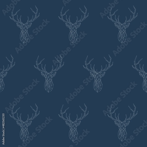 Abstract deer head seamless pattern