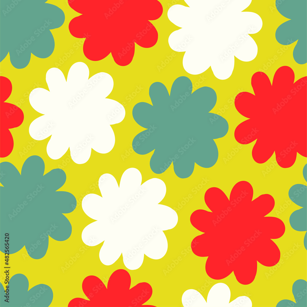 Cute vector seamless pattern with hand drawn flowers. Stylized plants for printing on fabrics, paper and various souvenirs Cute vector seamless pattern with hand drawn flowers. Stylized plants for printing on fabrics, paper and various souvenirs