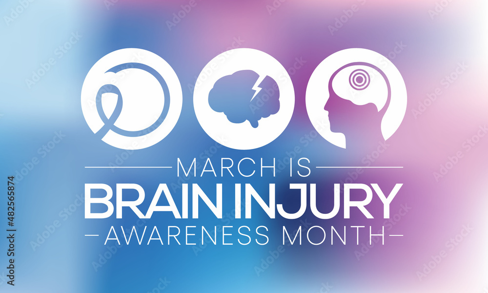 Brain Injury awareness month (TBI) is observed every year in March, is a disruption of the normal function of the brain that can be caused by a blow, bump or jolt to the head. vector illustration