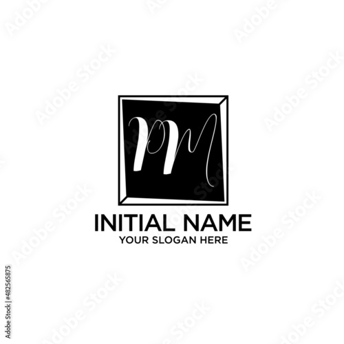 PM monogram logo template vector	