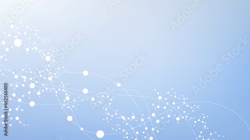 Structure molecule and communication. Dna, atom, neurons. Scientific concept for your design. Connected lines with dots. Medical, technology, chemistry, science background. illustration.