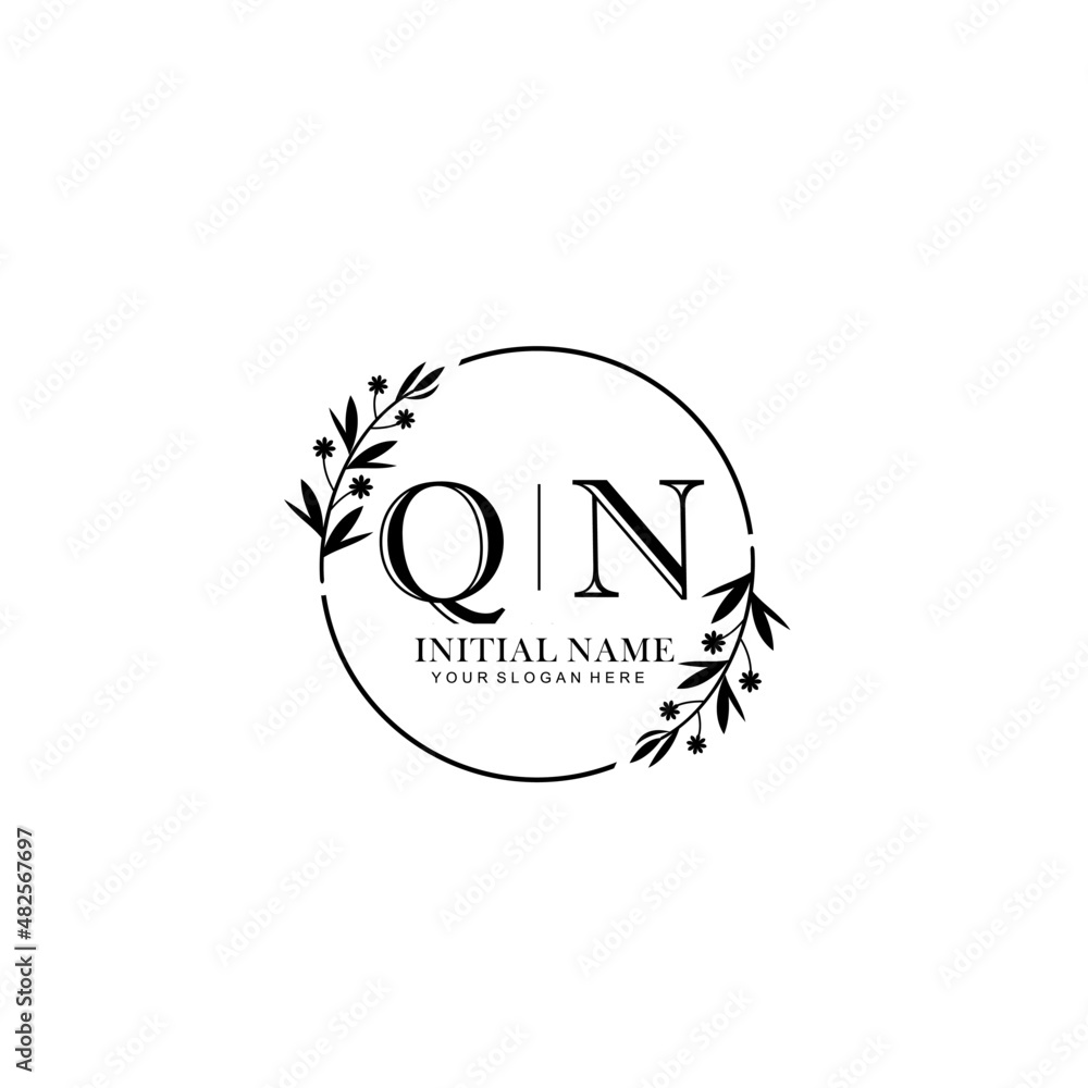 QN Hand drawn wedding monogram logo QN Hand drawn wedding monogram logo