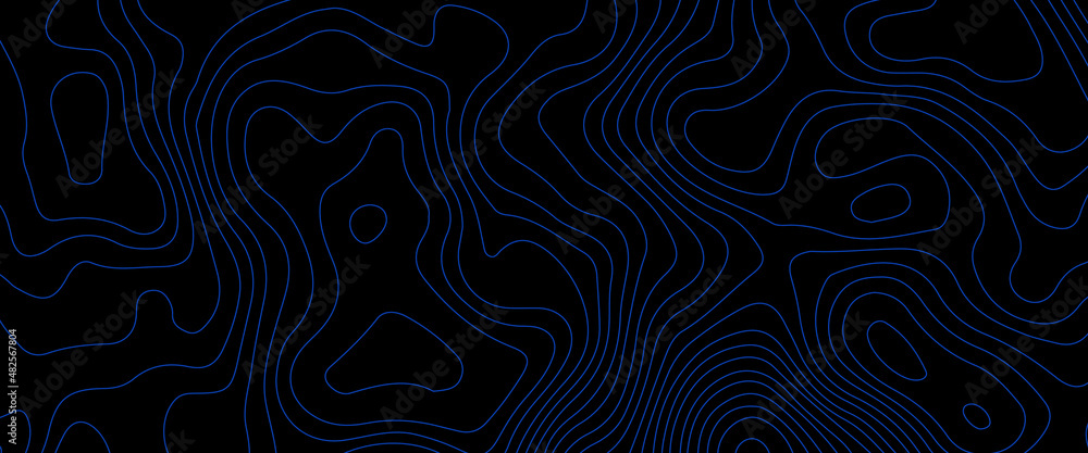 Fototapeta premium Vector illustration of topographic line contour map with contour topographic map background, black-white design, Luxury black abstract line art. 
