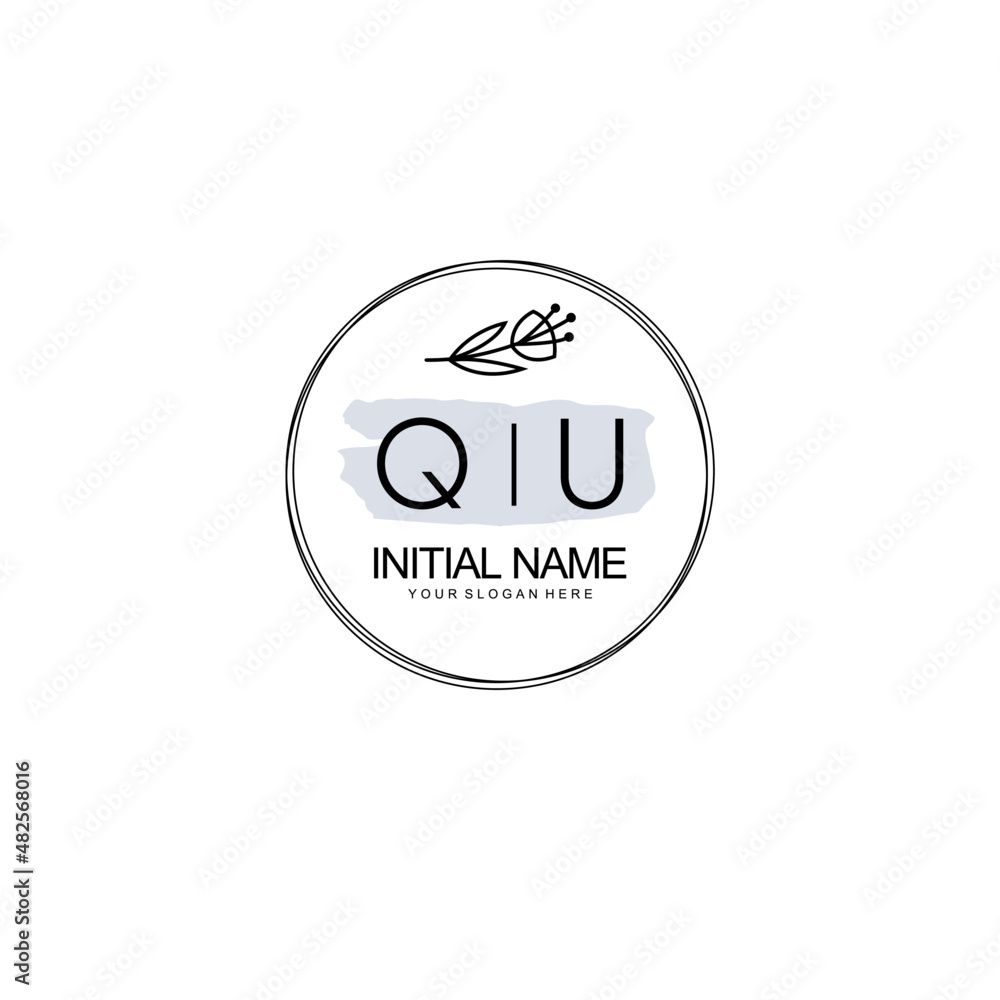 QU Hand drawn wedding monogram logo QU Hand drawn wedding monogram logo