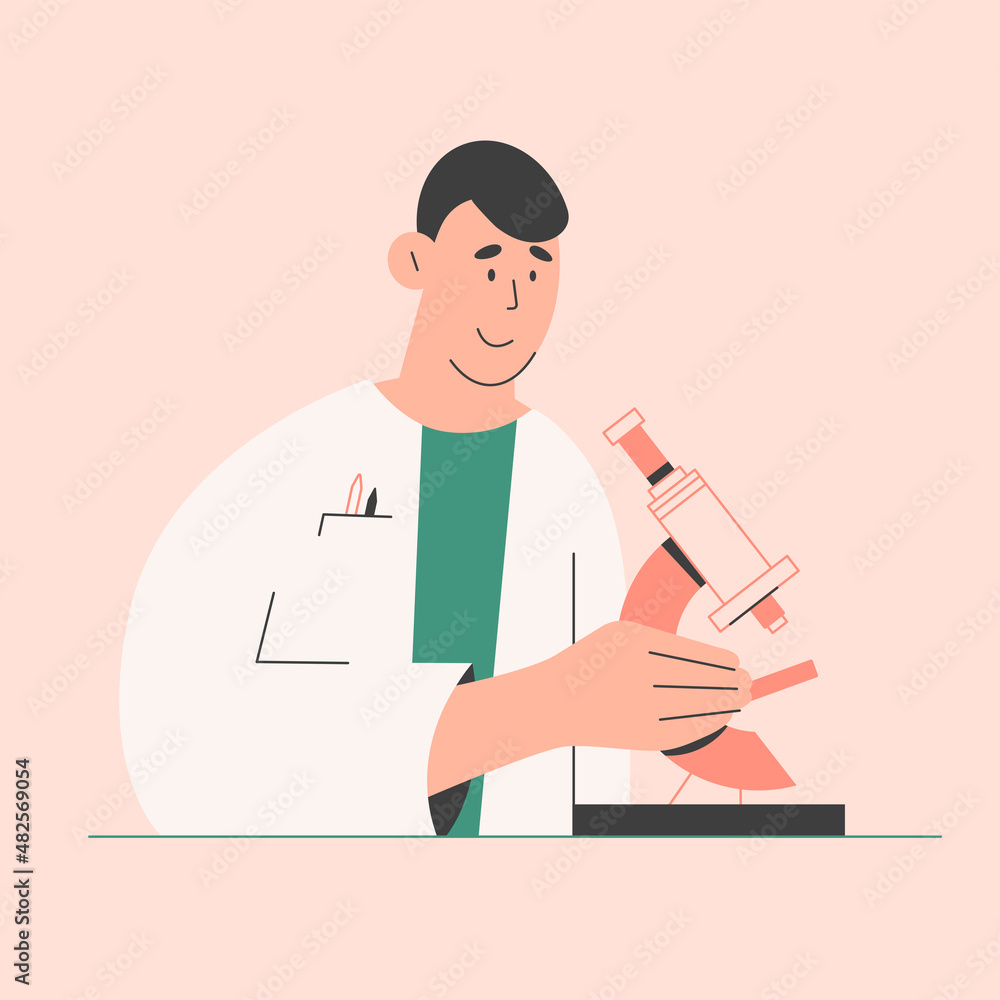 Scientist. Young man experimenting in lab, making science research. Scientist. Young man experimenting in lab, making science research.