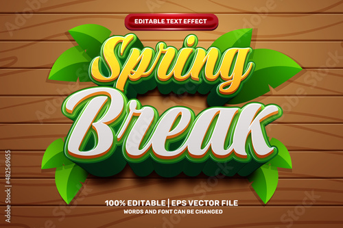 spring break comic cartoon 3D Editable text Effect Style
