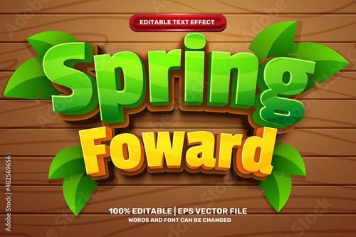 spring foward comic cartoon 3D Editable text Effect Style