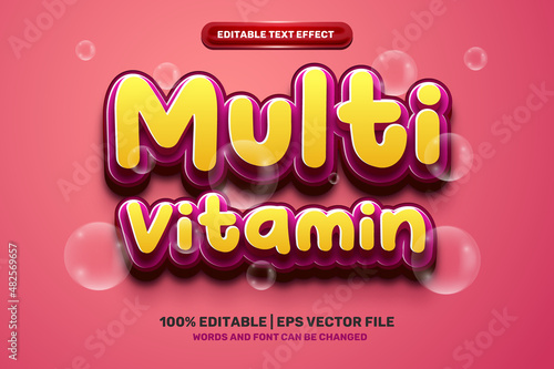 multi vitamin Fresh organic food 3D logo template Editable text Effect Style