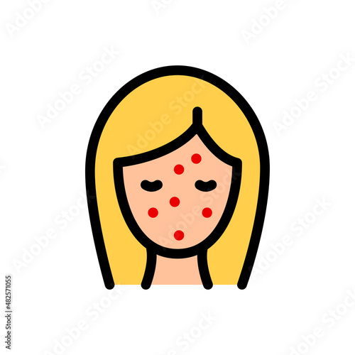 Woman with acne color icon