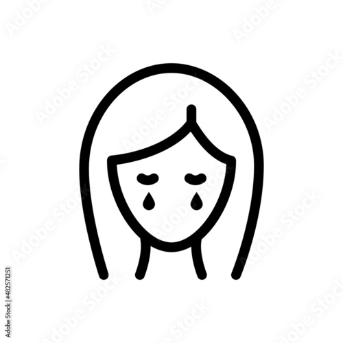 Woman crying pms symptoms icon