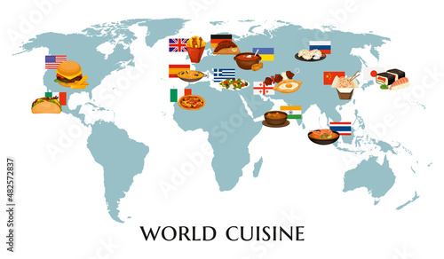 World Map Cuisine Composition