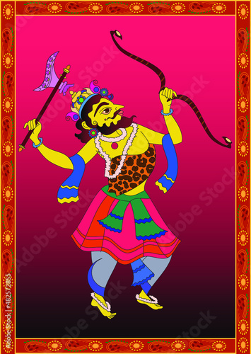 'Parshuram' The ten incarnations of Lord Vishnu, 'Dashavtar' from Hindu Mythology. which he took to save the world from evil forces