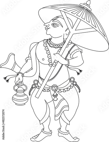 'waman' The ten incarnations of Lord Vishnu, 'Dashavtar' from Hindu Mythology. which he took to save the world from evil forces