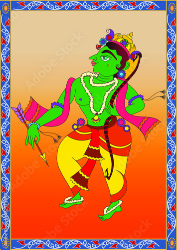 'Lord Ram' The ten incarnations of Lord Vishnu, 'Dashavtar' from Hindu Mythology. which he took to save the world from evil forces