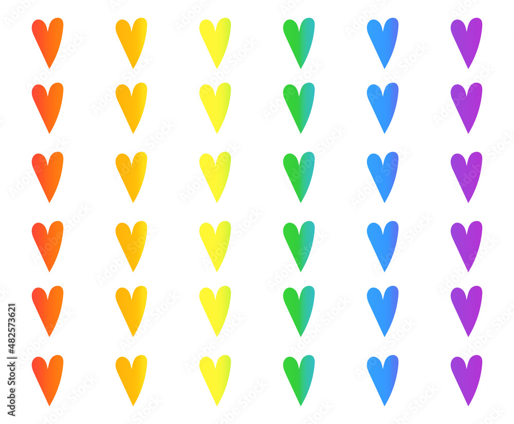 Many of rainbow gradient hearts. Vector EPS pattern. Multi color. Many of rainbow gradient hearts. Vector EPS pattern. Multi color.