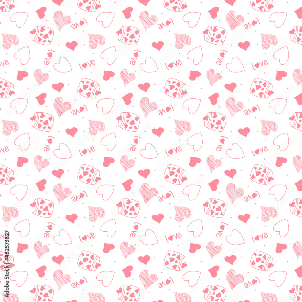 pattern of hearts for valentine's holiday or love day. Heart pattern for gift wrapping for valentine's holiday or love day.