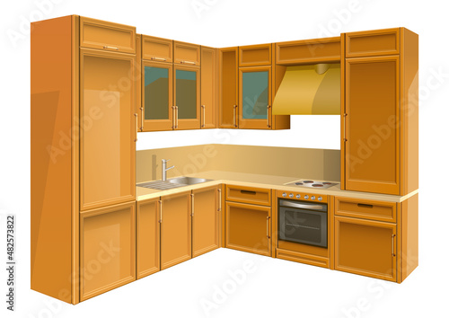 Kitchen isolated on white	