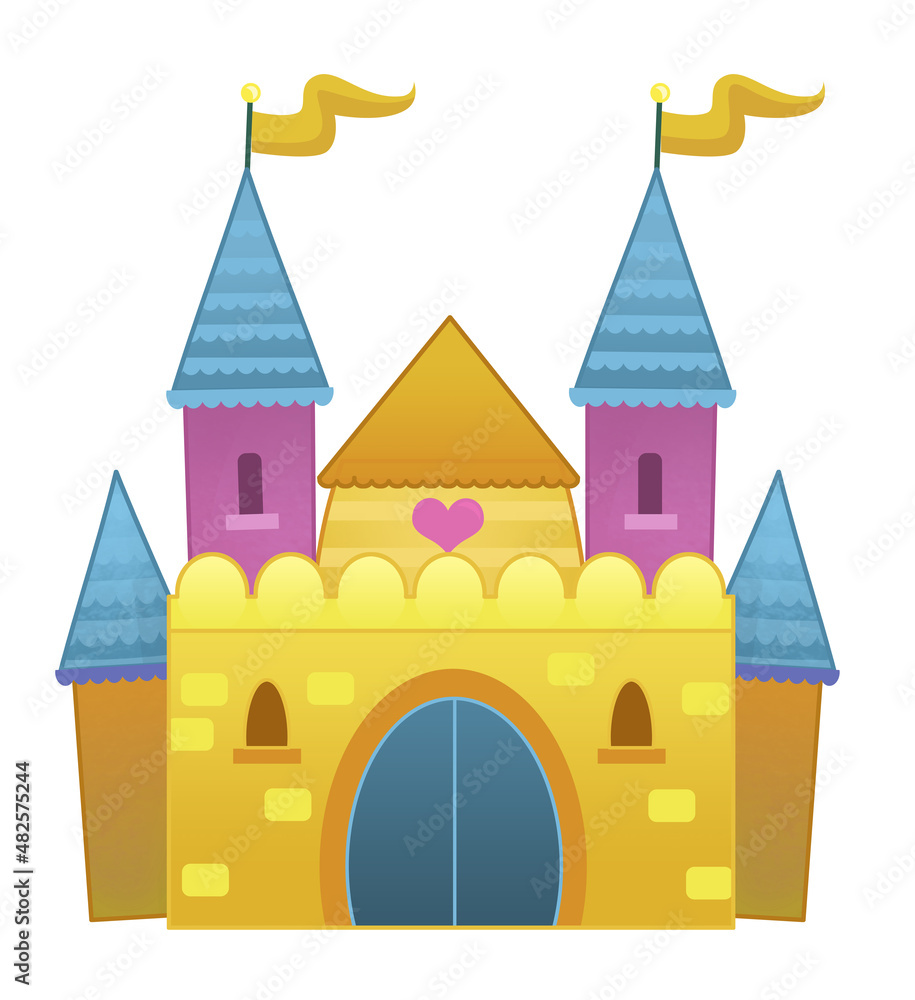 cartoon castle on white background illustration