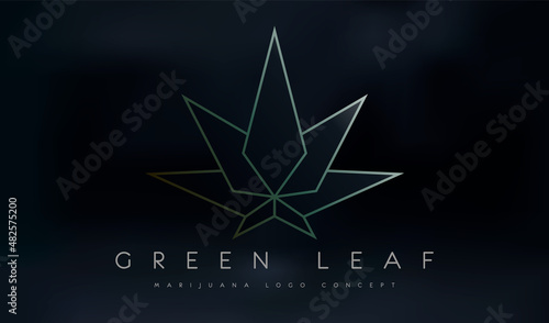 Cannabis marijuana logo, hemp leaf symbol or logo design. Cannabis black and gold silhouette ecology logo. Hemp emblem for the logo design packaging of goods, food or printed products.