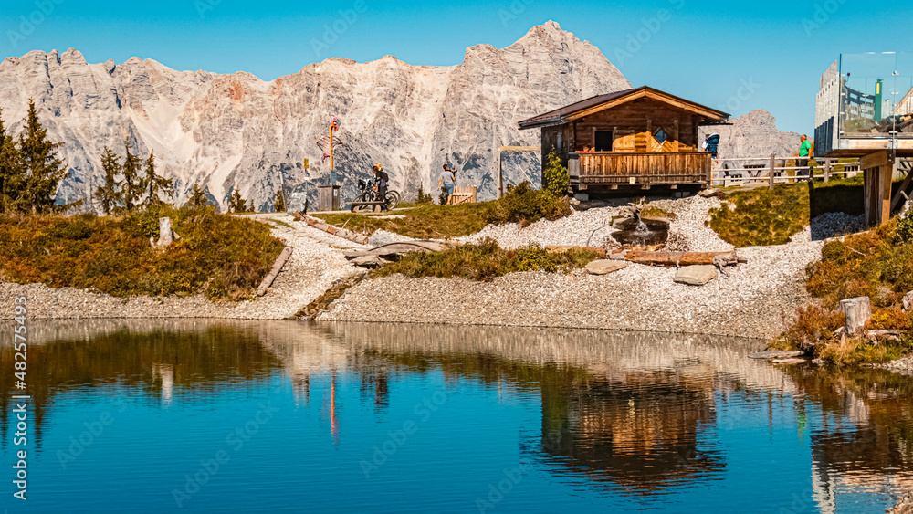 Beautiful alpine summer view with reflections at the famous Asitz summit, Leogang, Salzburg, Austria