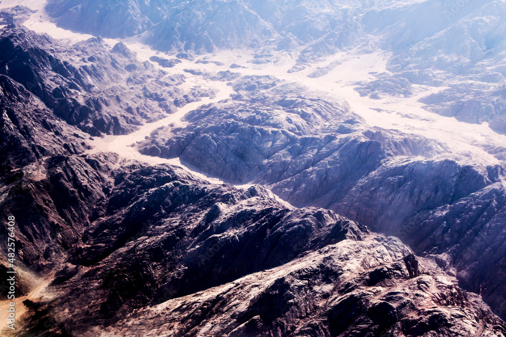 Mountains seen from the plane, images of the earth from above