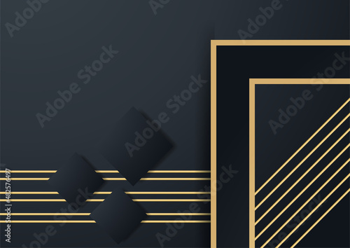 Abstract line golden black cover design background