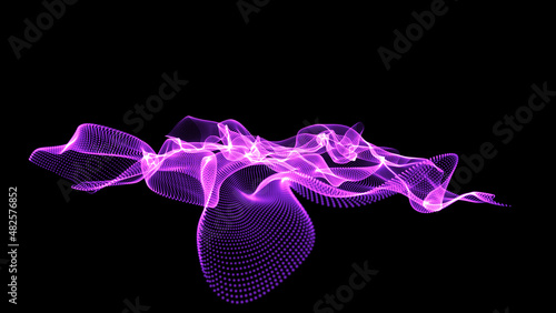 abstract pink cloud on black background. minimalistic abstract background with pink object. 3d rendering
