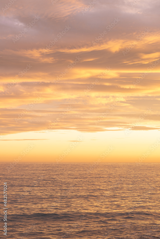 Tranquil sunset over mediterranean sea. 