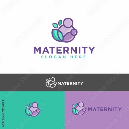 Mom and baby logo designs icon
