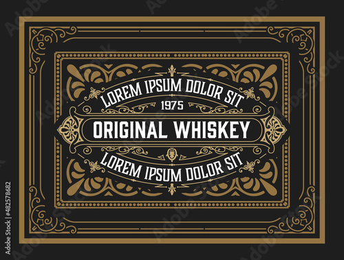 Whiskey label with old frames