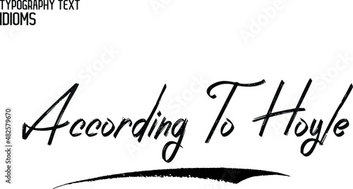According To Hoyle  Stylish Hand Written Alphabetical Text idiom  
