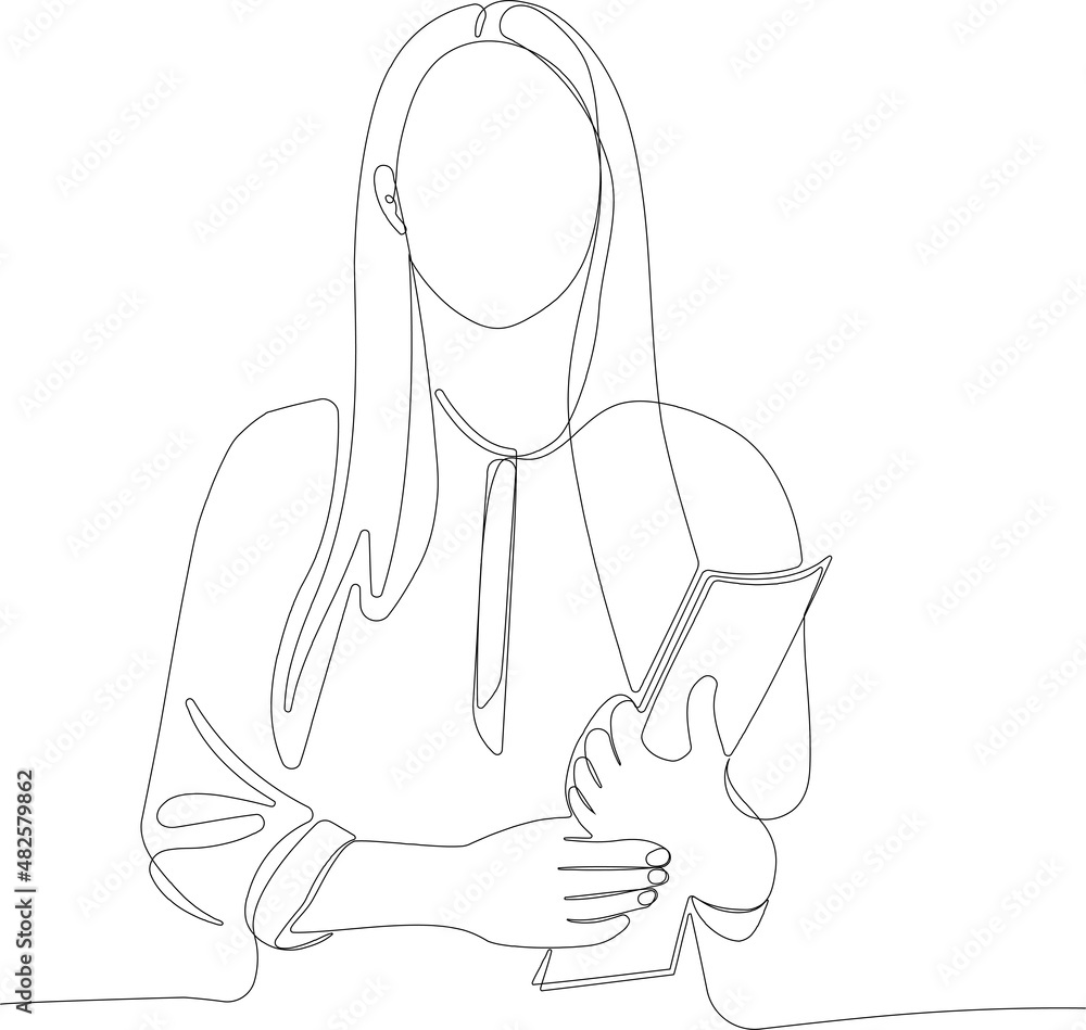 One continuous line is the concept. Continuous line drawing of loan officer negotiating with bank client about credit application business entities parties or young business woman