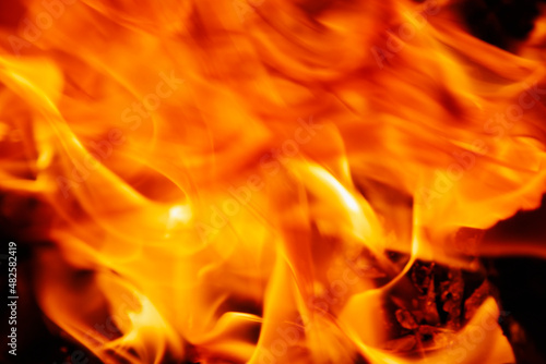 Abstract image of fire flames on dark background. Close up.