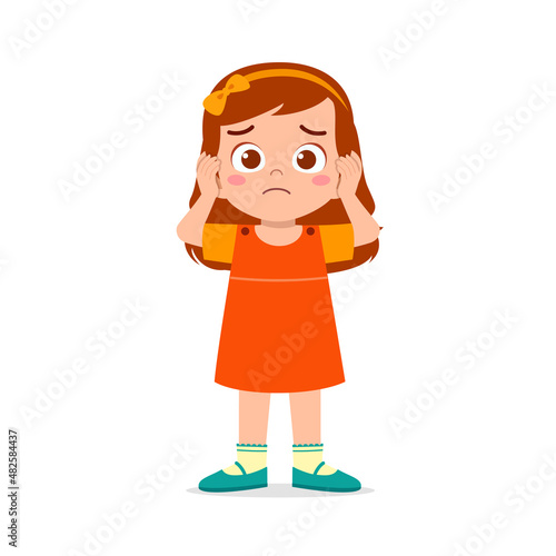 cute little boy cover ear from loud sound