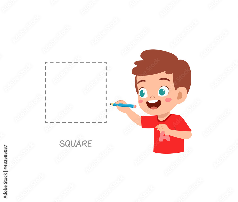 cute little boy study to draw a square cute little boy study to draw a square